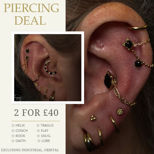 2 FOR £40 ON EAR PIERCINGS